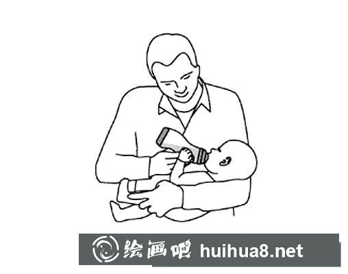 給嬰兒喂奶的情景簡筆畫圖片