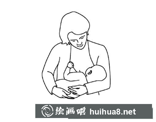 給嬰兒喂奶的情景簡筆畫圖片