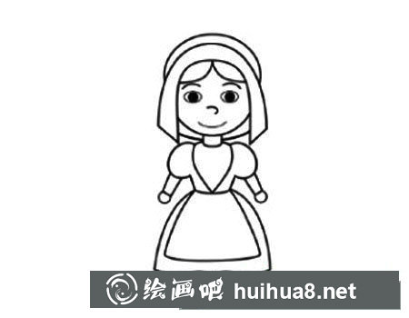 卡通修女簡筆畫步驟教程