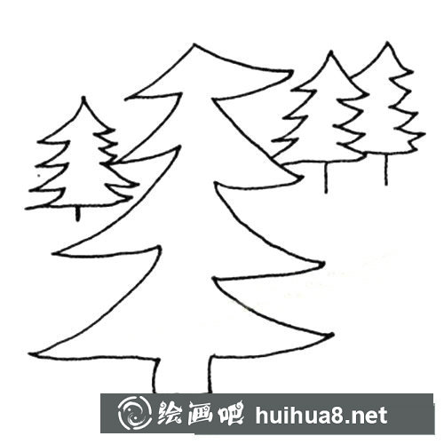一組簡單的松樹簡筆畫圖片