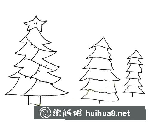 一組簡單的松樹簡筆畫圖片