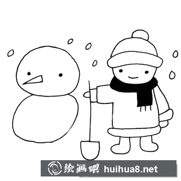 堆雪人簡筆畫圖片