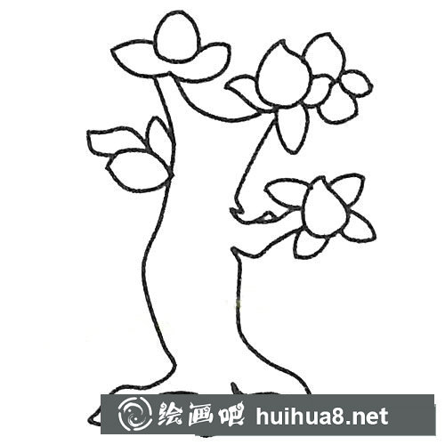 桃樹簡筆畫圖片