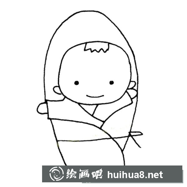 一組可愛的小嬰兒簡筆畫圖片
