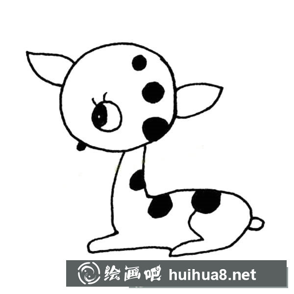 一組可愛的梅花鹿簡筆畫圖片