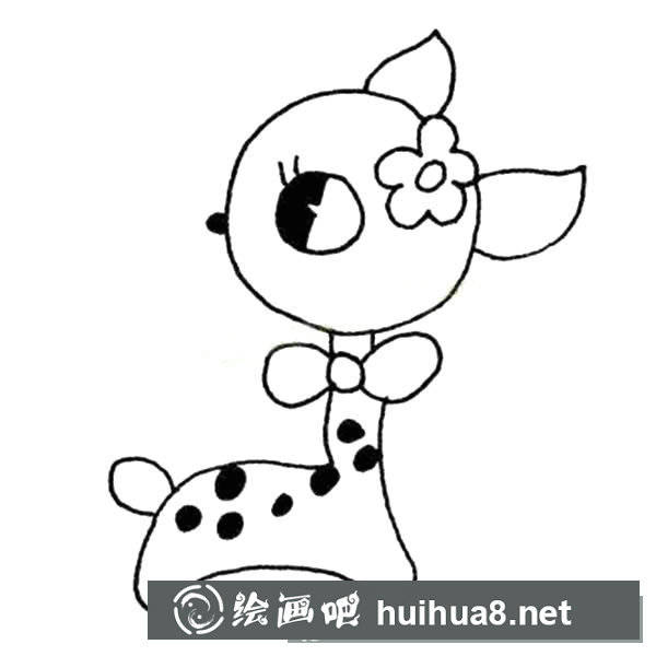 一組可愛的梅花鹿簡筆畫圖片
