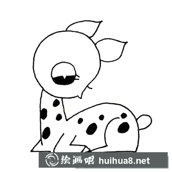 一組可愛的梅花鹿簡筆畫圖片