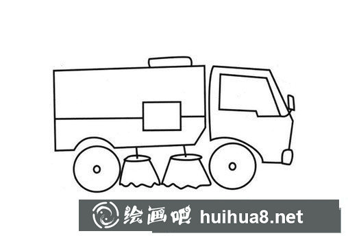 兒童簡筆畫掃路車的簡筆畫圖片