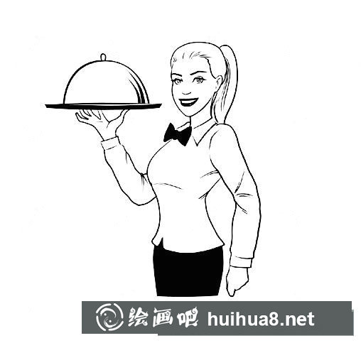 女服務員簡筆畫
