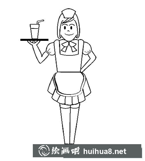 女服務員簡筆畫