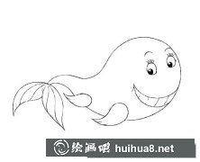 卡通鯨魚微笑簡筆畫