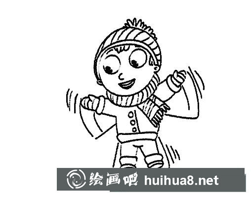 寒假里撒歡的孩子簡筆畫