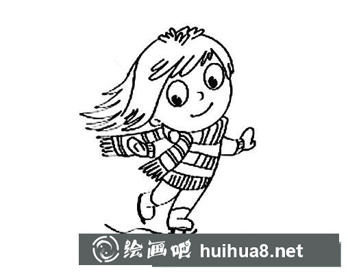 寒假里撒歡的孩子簡筆畫