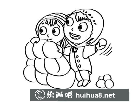 寒假里撒歡的孩子簡筆畫