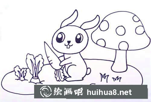 偷蘿卜的兔子簡(jiǎn)筆畫步驟教程