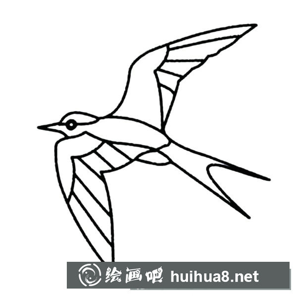 簡筆畫小燕子，飛行的小燕子簡筆畫圖片11