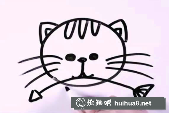 叼魚(yú)骨頭的小貓簡(jiǎn)筆畫(huà)