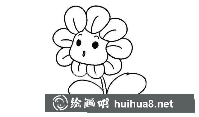 6步畫可愛的卡通向日葵簡筆畫