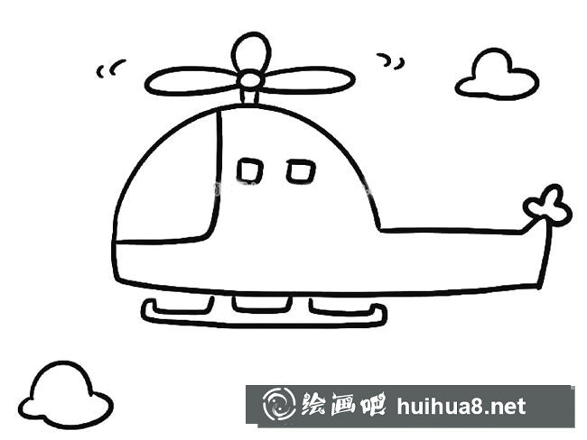 直升飛機簡筆畫步驟圖片