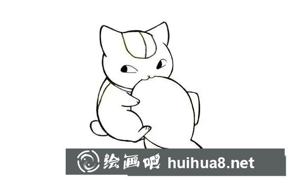 小貓吃魚簡(jiǎn)筆畫