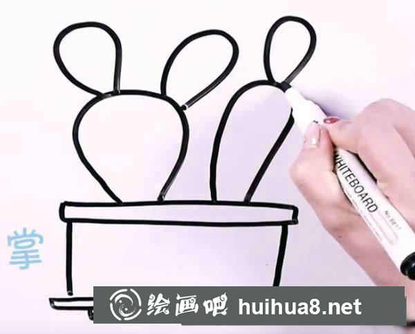 仙人掌盆栽簡(jiǎn)筆畫第四步