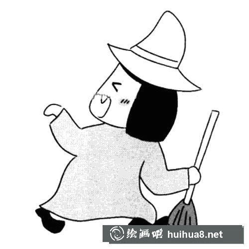 各種形象的巫婆簡筆畫圖片