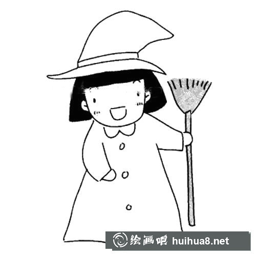 各種形象的巫婆簡筆畫圖片