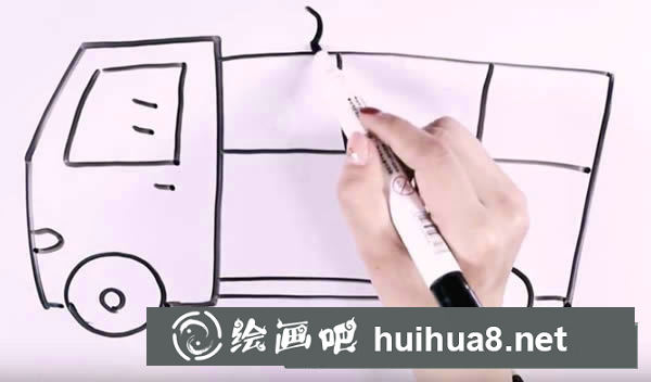 消防云梯車簡筆畫步驟圖