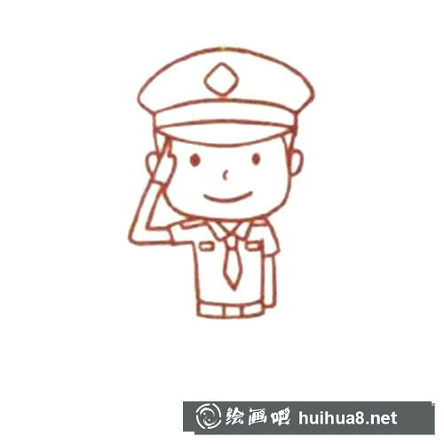警察敬禮的簡筆畫