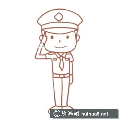 警察敬禮的簡筆畫
