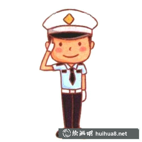 警察敬禮的簡筆畫
