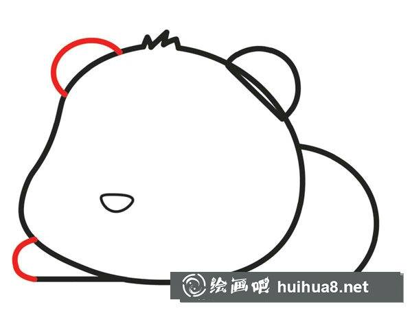 可愛(ài)的大熊貓簡(jiǎn)筆畫(huà)步驟7