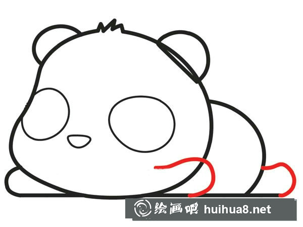 可愛(ài)的大熊貓簡(jiǎn)筆畫(huà)步驟9