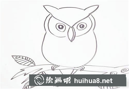 可愛貓頭鷹簡筆畫步驟圖
