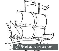 帆船簡筆畫海上美圖