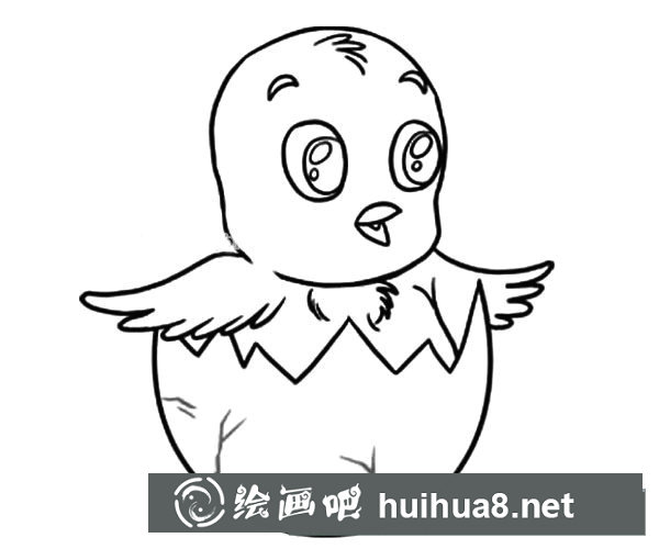 破殼而出的小雞簡(jiǎn)筆畫(huà)圖片1