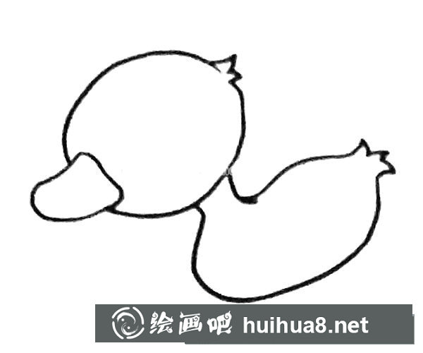 水里的小鴨子簡筆畫步驟2