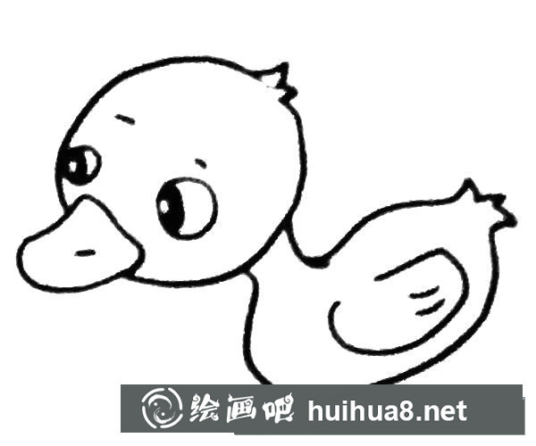 水里的小鴨子簡筆畫步驟4