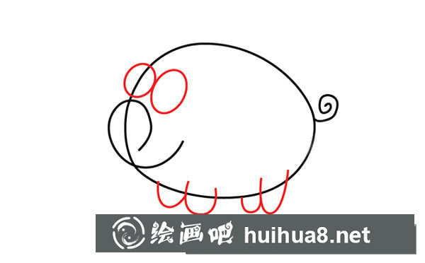 簡單小豬簡筆畫步驟圖片3