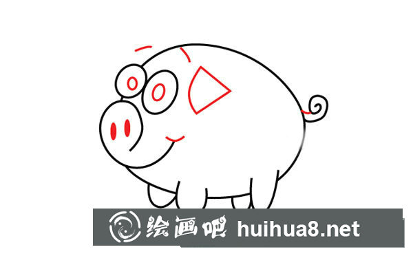 簡單小豬簡筆畫步驟圖片4