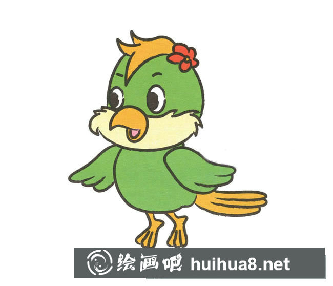 可愛(ài)的卡通鸚鵡簡(jiǎn)筆畫(huà)步驟圖片
