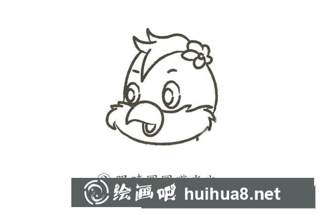 卡通鸚鵡眼睛和嘴巴簡(jiǎn)筆畫(huà)