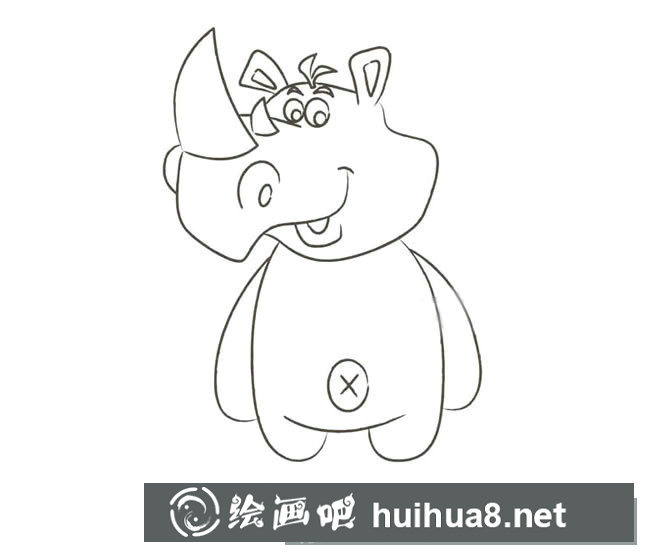 卡通犀牛簡(jiǎn)筆畫(huà)步驟圖
