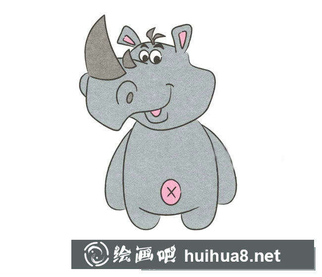 卡通犀牛簡(jiǎn)筆畫(huà)步驟圖
