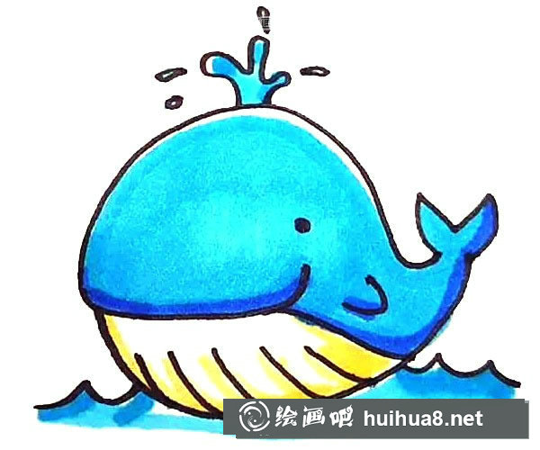 可愛的鯨魚簡(jiǎn)筆畫步驟圖解教程