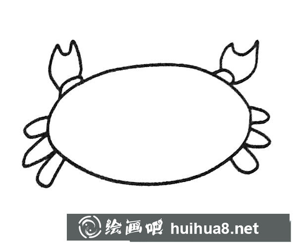 卡通螃蟹簡筆畫步驟圖解3