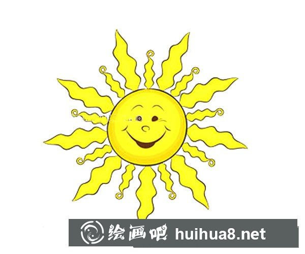 可愛的卡通太陽簡筆畫彩色圖片