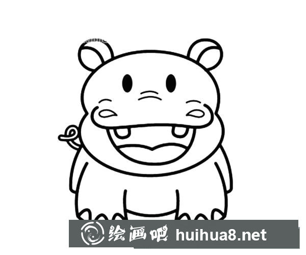 可愛的卡通河馬簡(jiǎn)筆畫圖片