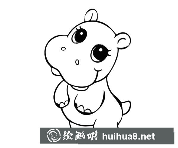 可愛的卡通河馬簡(jiǎn)筆畫圖片