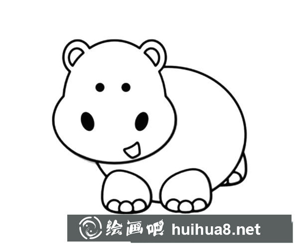可愛的卡通河馬簡(jiǎn)筆畫圖片
